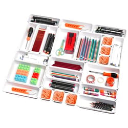 Toolly 42 PCS Interlocking Desk Drawer Organizer Tray Dividers Plastic Shallow Narrow Drawers Organizers Separators Storage Bins Container for Office Kitchen Bathroom Makeup Vanity Bedroom Dresser