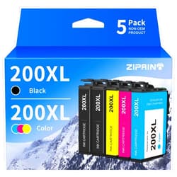 ZIPRINT 200 Ink Cartridge Remanufactured Ink Cartridge Replacement for Epson 200XL T200XL for XP-410 WF-2540 WF-2530 XP-310 XP-400 Printer (2 Black, 1 Cyan, 1Magenta, 1 Yellow) 200XL Ink Combo Pack