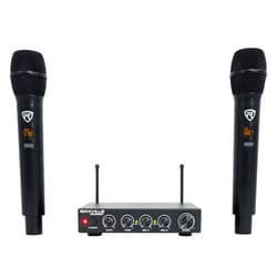 Rockville RKI65BT Dual UHF Wireless Microphones+Bluetooth Karaoke Mic Interface, Black