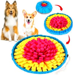 SZEE Adjustable Snuffle Mat for Dogs, Pet Sniff Mat for Interactive Games, Dog Enrichment Toys for Large Medium Small Dogs Mental Stimulation Training and Slow Eating (Rose Red&Yellow)
