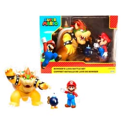 Nintendo Super Mario World of Nintendo Bowser Vs Mario Diorama Set Includes Mario, Bowser, and Bob-Omb Action Figures