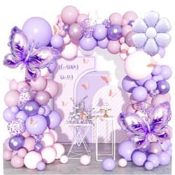 Ouddy Life 171Pcs Pink and Purple Butterfly Balloons Arch Garland Kit, Butterfly Birthday Decorations with Foil Butterflies Flower for Baby Shower Wedding Girls Party Bachelorette Party Supplies