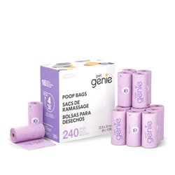 Pet Genie On The Go Dog Poop Bags - 16 Rolls (240 Count) | Reliable Strength & Leak-Proof | Lavender Scent | 65% Recycled Plastic