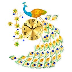 SanBouSi Large Peacock Wall Clock 29.5 inch 3D Creative Luxury Wall Clock Silent Non-Ticking Battery Operated Modern Art Decorative Wall Clocks Living Room Decor Big Clock