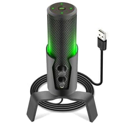 Pyle Selectable Pickup Pattern RGB USB Microphone - 4 Recording Modes Cardioid, Bidirectional, Stereo, Omnidirectional - Condenser Audio Mic w/LED Lights for Gaming Podcasting Studio PC, and Mac