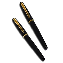 Better Office Products Executive Black Gel Pen, 2 Pack, Classic Business Pen with Removable Cap, Black 0.7mm Medium Point, Gold Accents, Individually Packed in Clear Acrylic Cases