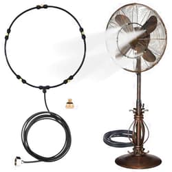 LANDGARDEN Outdoor Misting Fan Kit for a Cool Patio Breeze,Water Mister Spray for Cooling Outdoor,19.36FT (5.9M) Misting Line + 5 Brass Mist Nozzles + a Brass Adapter(3/4) Fit to Any Outdoor Fan