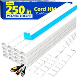 YesBes 250in Cord Hider Kit, Cord Covers for Wires on Wall, Paintable Cable Raceway, Cord Hider for Wall Mount tv, tv Cable Hider Wall kit, Wire Covers for Cords, 16X L15.75 X W0.96in X H0.57in, White