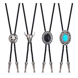 YADOCA 4Pcs Bolo Tie for Men Western Cowboy Leather Necktie Handmade Bolo Tie