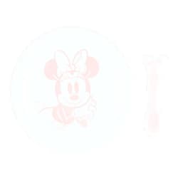 Bumkins Disney Baby and Toddler Plate and Spoon Set, Silicone Dish for Babies and Kids, Baby Led Weaning, Children Feeding Supplies, Microwave Safe, Platinum Silicone, Ages 6 Months Up, Minnie Mouse
