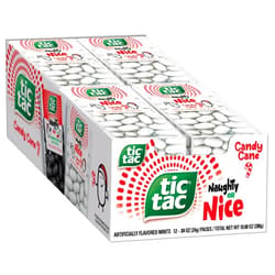 Tic Tac Naughty or Nice Candy Cane Mints, 12 Count, On-the-Go Refreshment, Stocking Stuffers, 0.84 oz Each
