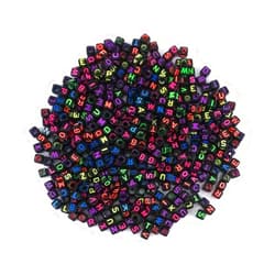 yueton 500pcs 6mm Acrylic Mixed Color Alphabet Letter Cube Spacer Beads (Black)