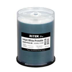 Ritek Pro 100 Pack Ritek Pro (Professional Grade) DVD+R DL Dual Layer 8X 8.5GB White Inkjet Hub Printable Blank Media Recordable Disc