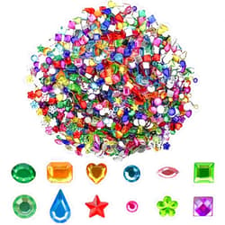 Yuntop 1200 Pack Acrylic Flatback Rhinestones Jewels Craft Gems Jewels Crafts Gemstone Pirate Treasure Jewels Jewels Stickers Rhinestones Party Arts Decoration for Kids Colorful Bling Crystal (12 Shapes)