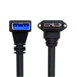 CY Cord Down Angled 90 Degree USB 3.0 A Male to Micro-B 3.0 Plug Down Angled Locking Screw Panel Cable 25cm