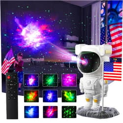 FOOING Kids Star Projector Galaxy Night Light - Astronaut Space Buddy Projector, American Flag Lights Remote Control Nebula Ceiling LED Lamp with Timer, Best Gifts for Children