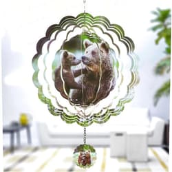 Voumsil Metal Bear Wind Spinner Outdoor Garden Decoration Laser Cutting Crafts Hanging Mandala Kinetic Wind Spinners 12 Inches Stainless Steel Outdoor Decorations for Patio Worth Gift…