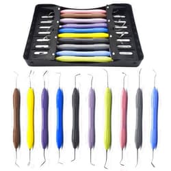 MuskalMed Silicone Handle Dental Composite Filling Restorative Instruments Kit 10pcs Tools Set with Cassette DN-2245