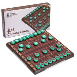 Yellow Mountain Imports Chinese Chess (Xiangqi) Magnetic Travel Board Game Set (12.8-Inch) with Jade-Colored Playing Pieces