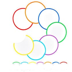 BENECREAT 32Pcs 8 Colors Rainbow Edge White Foldable Fan, 9.8inch Nylon Sublimation Fans Foldable Flying Disc Fans Colorful Edge Fan Set with Bag for Wedding Summer Outdoor Activity