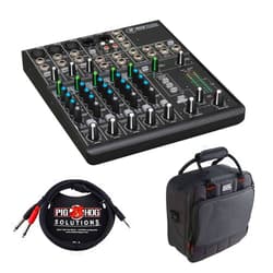 Mackie 802VLZ4 8-Channel Ultra-Compact Mixer with G-MIXERBAG-1212 Padded Nylon Mixer/Equipment Bag & PB-S3410 3.5 mm Stereo Breakout Cable, 10 feet Bundle