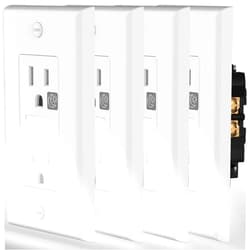SOZULAMP Night Light Wall Outlet-Easy to Install,Standard Electrical Outlets with Nightlight,White Decorator,2 Pole 3 Wire,Non-Tamper Resistant,Wall Plate Included(4Pack,Daylight White LED)