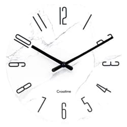 Crosstime Wall Clock Large 16 Inch - Marble White Glass Modern Wall Clocks Battery Operated Silent Non-Ticking for Living Room Bathroom Kitchen Home Decor - House Warming Gifts