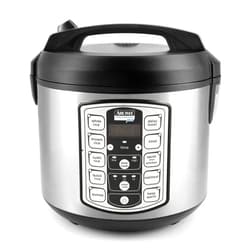 Aroma Housewares ARC-5000SB Digital Rice, Food Steamer, Slow, Grain Cooker, Stainless Exterior/Nonstick Pot, 10-cup uncooked/20-cup cooked/4QT, Silver, Black