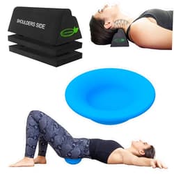Lumia Wellness Cervical Orthotic Traction Block Neck Stretcher and Sac Bowl Lower Back and Hip Pain Relief Bundle