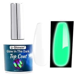 U-Shinein Glow In The Dark Gel, Glow Nail Gel Top Coat, Long-lasting Luminous Nail Gel Top Coat for Nail Art, Transparent Top Coat, UV LED Needed Perfect with Any Colors Salon Pro DIY Home