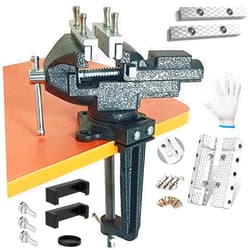 MYTEC Bench Vise or Table Vise, multifunctional jaw, multi-functional Combined Vise with Quick Adjustment, Universal Rotate 360° Work Clamp-On Vise, 3.3