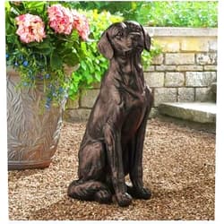 Generic Sitting Dog Garden Statue, Bronze Finish, Outdoor Decor, Labrador Retriever Sculpture (Labrador Dog Statue)