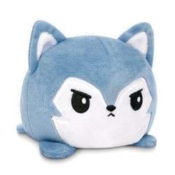 TeeTurtle - The Original Reversible Wolf Plushie - Fuzzy Gray - Cute Sensory Fidget Stuffed Animals That Show Your Mood 4 inch