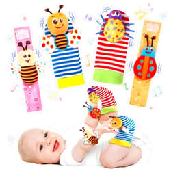 PADONISE Baby Wrist Rattle Socks and Foot Finder Set Baby Rattles Toys for 0-12 Month, Infant Girl Boy Toys for Babies 3-6 Months, Newborn Hand & Foot Toys for 0 to 9 Months, Baby Shower Gifts