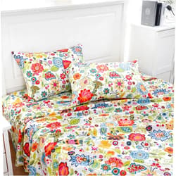 MEISHANG King Size Sheets Set - Floral Sheets King Ultra Soft Brushed Microfiber Floral Bed Sheets - Deep Pocket Up to 16