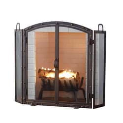 OPiCa Spark Guard 3 Panel Foldable Steel Fireplace Screen Spark Guard Fence Heavy Duty Tubular Steel Frame Rust Proof Powder Coated Guard Fence - 46.5