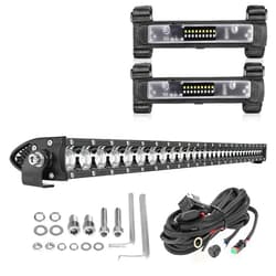 Lumimotor 30 Inch LED Light Bar w/2Pcs UTV Dome Light White Green, Lumimotor Single Row LED Light Bar Spot Beam Off Road Light for UTV Polaris Can Am Pioneer Talon Kawasaki Yamaha