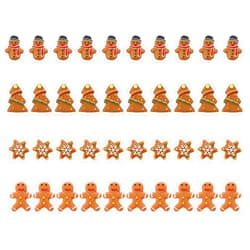 Kisangel 40pcs Christmas Gingerbread Man Ornament Mini Resin Gingerman Doll Charms Seasonal Holiday Decorations Mixed Style