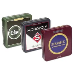 WS Game Company Scrabble, Monopoly, and Clue Nostalgia Tin Collection of Classic Board Games