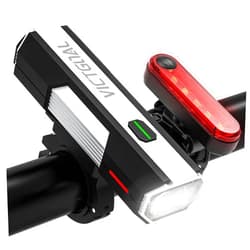 VICTGOAL Bike Lights USB Rechargeable Bike Headlight and Tail Light Set, Powerful LED High Brightness with 6 Modes, Bicycle Lights Front and Back for Mountain Road Night Cycling