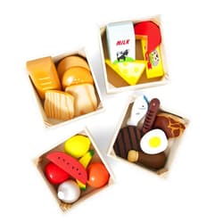 Melissa & Doug Food Groups - 21 Wooden Pieces and 4 Crates, Multi - Play Food Sets For Kids Kitchen, Pretend Food, Toy Food For Toddlers And Kids Ages 3+