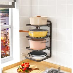 Ayfes Kitchen Adjustable Multi-Layer Pot Rack Shelf Household Non-Punched Sink Pot Storage Rack for Food Racks
