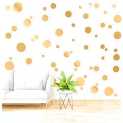 KALIONE 348 Pcs Gold Circle Stickers for Walls, Circle Wall Decal Gold Bedroom Decor Round Art Stickers Playroom Decor Removable Wall Stickers Girl Wall Decals Decor for Girls Bedroom (Gold, 6 Sheets)