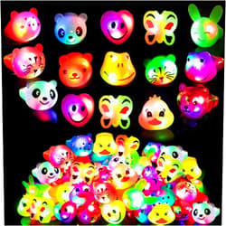SOFLIY 18 Pcs LED Light Up Ring - Colorful Flashing Bumpy Rings Finger Toys Novelty Glow in the Dark Soft Jelly Blinking Rings Party Favors for Adults Kids Bachelorette Party Halloween Concert Gifts