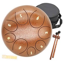 TIOIT COEME Steel Tongue Drum Tank Drum - Standard C Key 8 Notes 8 inches Pan Drum - Percussion Instrument with Drum Mallets -Handpan Drum with Bag, Music Book, Finger Picks for Camping, Meditation, or Yoga
