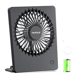 TriPole Mini Portable Desk Fan Rechargeable Ultra Quiet Small Fan 4.5 Inch Personal Travel Fan with 180° Tilt Folding and 3 Speeds Adjustable for Office Desktop Bedroom Black