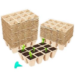 GROWNEER 432 Cells Peat Pots Seed Starter Trays 36 Packs Biodegradable Seedling Pots Germination Trays Organic Plant Starter Kit with 15 Pcs Plant Labels