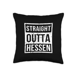 Coole Designs für echte Hessen Funny Straight Outta Hessen Hessian Black Throw Pillow