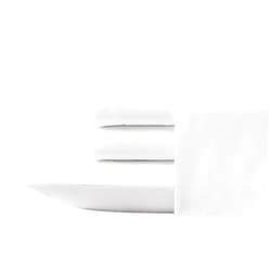 Laura Ashley - Queen Sheet Set, Cotton Percale Bedding Set, Crisp & Cool Home Decor (Solid White, Queen)