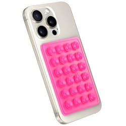 StickyGrippy Suction Phone Case Mount, Silicon Adhesive Phone Accessory for iPhone and Android, Hands-Free Fidget Toy Mirror Shower Phone Holder, Tiktok Videos and Selfies (Pink)